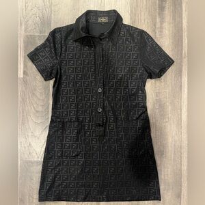 Fendi monogram collard dress with pockets